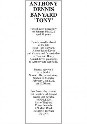 ANTHONY DENNIS BANYARD 'TONY'