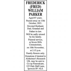 FREDERICK (FRED) WILLIAM PARKER