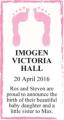 IMOGEN VICTORIA HALL